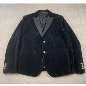 Armani Exchange Blazer Men 42‎ Black Velvet Satin Lapel Two Button Lined  Trim